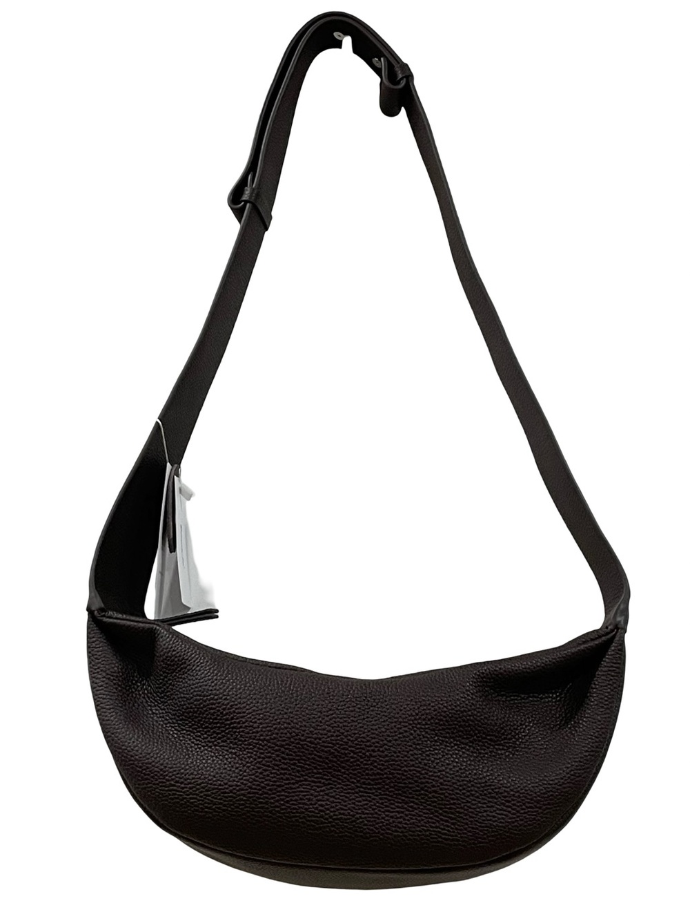 Leather Crescent Shoulder Bag in Dark Brown - Donnain